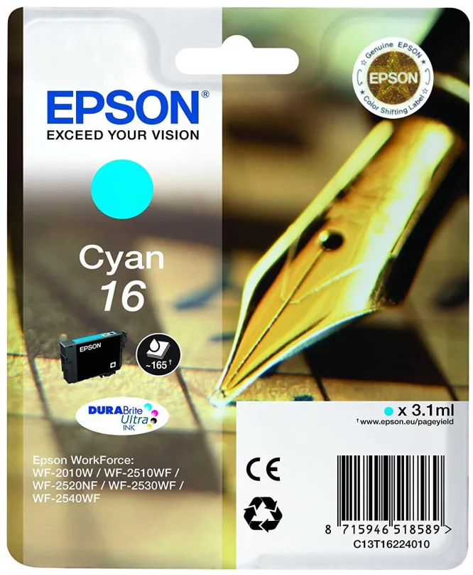 Cartridge Epson T1622 azúrová