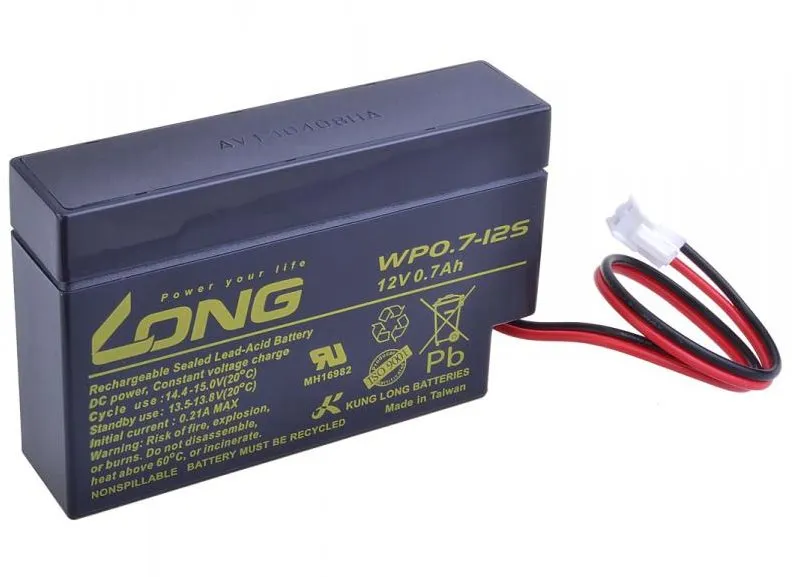Batéria pre záložné zdroje Long 12V 0.7Ah olovený akumulátor JST (WP0.7-12S)
