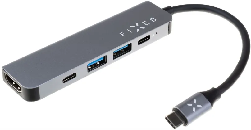 Replikátor portov FIXED HUB Mini 5V1 s rozhraním USB-C pre notebooky a tablety sivý