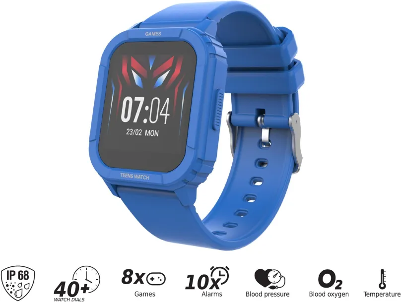 Chytré hodinky iGET KID F10 Blue, detské s ovládaním v slovenčine, meranie tepu, monitorin