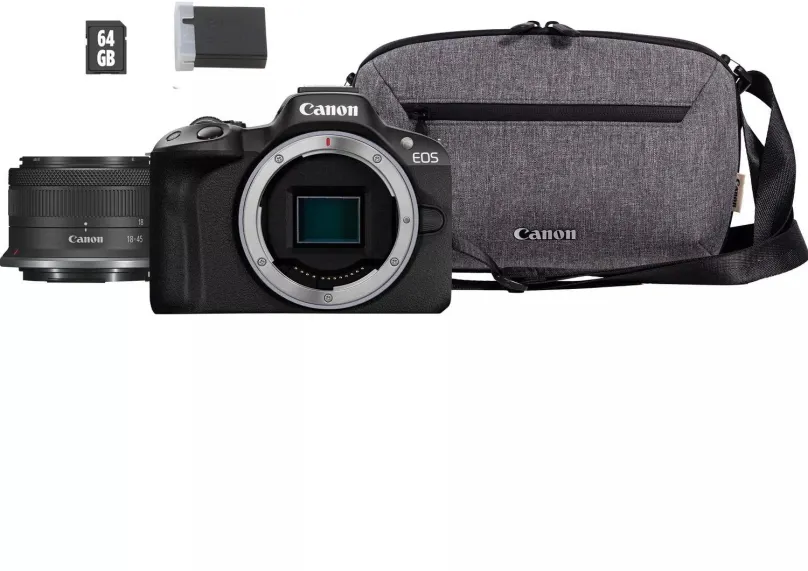 Digitálny fotoaparát Canon EOS R50 čierny + RF-S 18-45 IS STM TRAVEL KIT