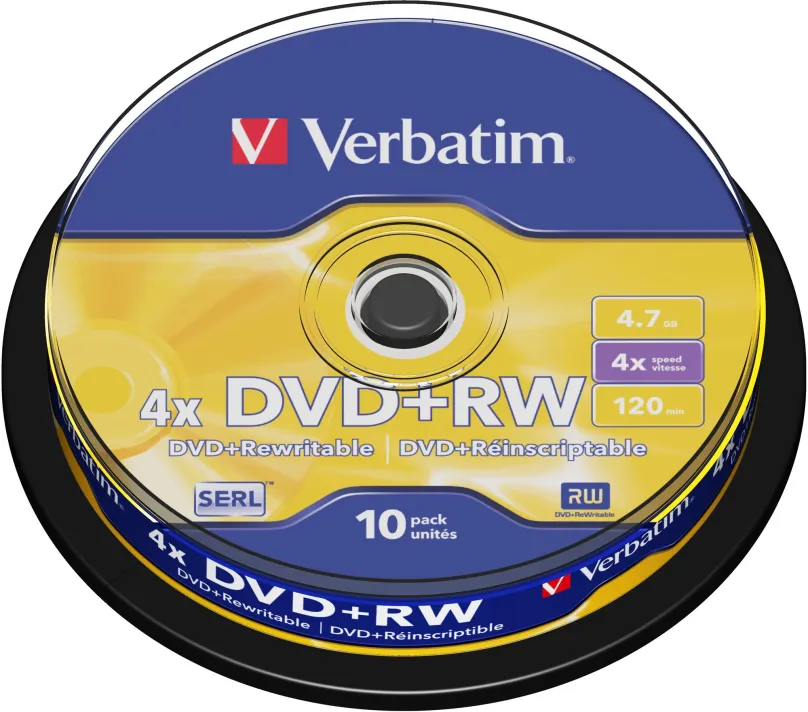 Médiá VERBATIM DVD+RW SERL 4,7 GB, 4x, spindle 10 ks