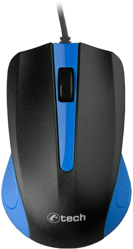 Myš C-TECH WM-01B modrá, drôtová, optická, symetrická, pripojenie cez USB, citlivosť 1200