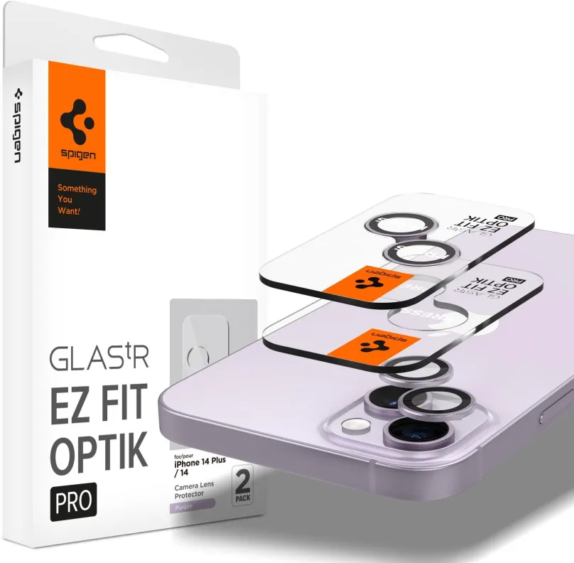 Ochranné sklo na objektív Spigen Glass EZ Fit Optik Pro 2 Pack Purple iPhone 14/iPhone 14 Plus