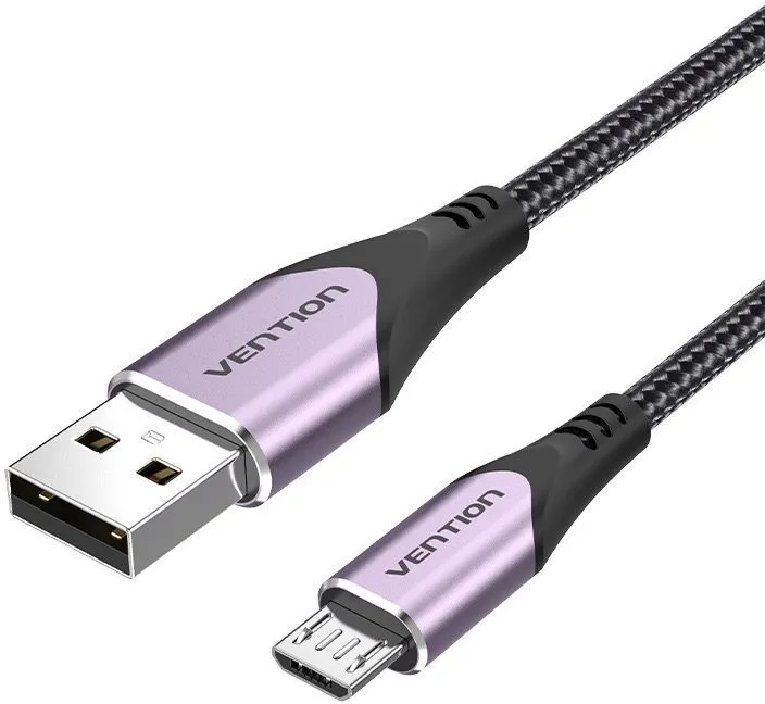 Dátový kábel Vention Cotton Braided Micro USB na USB 2.0 Cable Purple 1m Aluminum Alloy Type