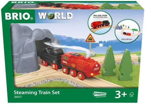 Vláčikodráha BRIO WORLD 36017 Vianočná vlaková sada s parnou lokomotívou na batérie