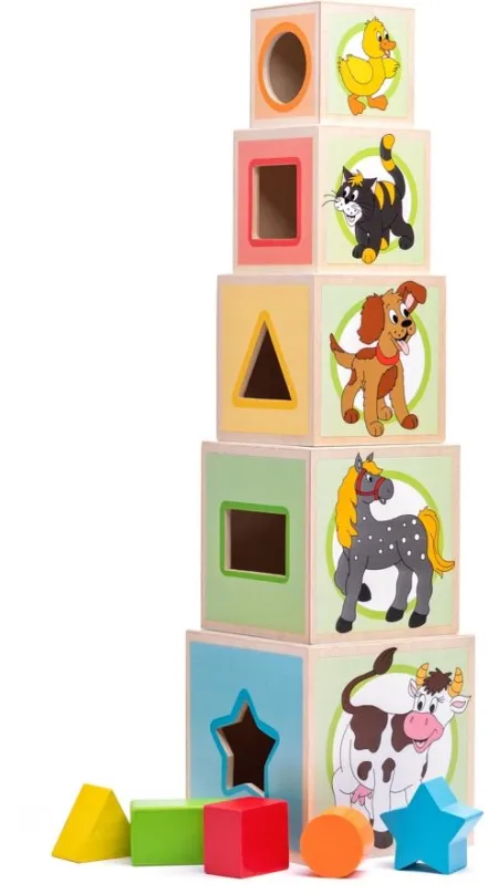 Obrázkové kocky Woody Veža z 5tich kociek Zvieratká