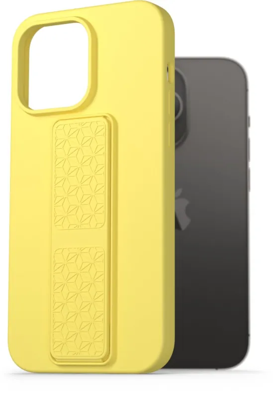 Kryt na mobil AlzaGuard Liquid Silicone Case with Stand pre iPhone 14 Pro Max žlté