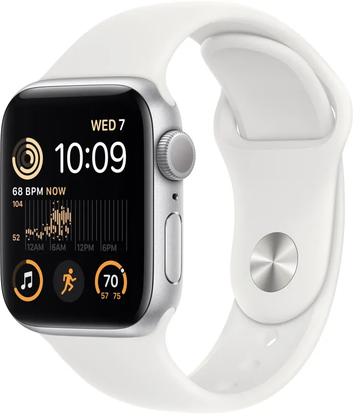 Chytré hodinky Apple Watch SE (2022) 40mm Strieborný hliník s bielym športovým remienkom