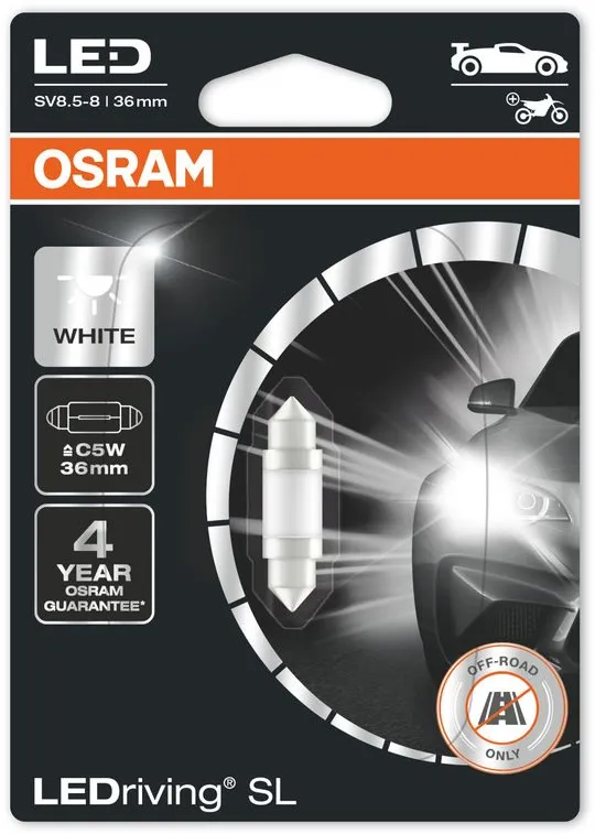 LED autožiarovka OSRAM LEDriving SL C5W dĺžka 36mm Studene biela 6000K 12V jeden kus v balení