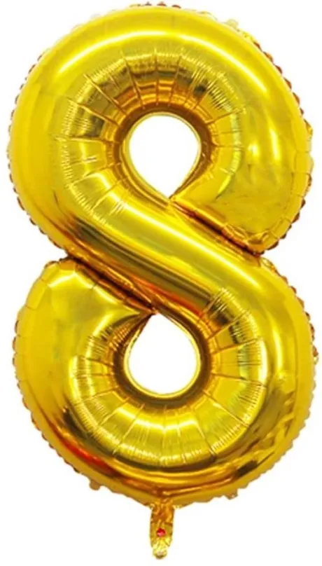 Balóniky Atomia fóliový balón narodeninové číslo 8, zlatý 82 cm
