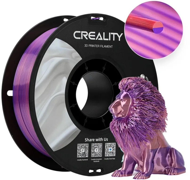 Filament Creality CR-Silk Pink-purple, materiál PLA silk, priemer 1,75 mm s toleranciou 0,