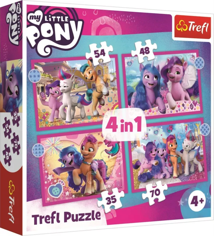 Puzzle Trefl Puzzle My Little Pony: Farebné poníky 4v1 (35,48,54,70 dielikov)