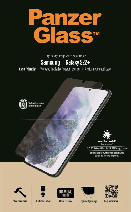 Ochranné sklo PanzerGlass Samsung Galaxy S22+ (celolepené s funkčným odtlačkom prstov)