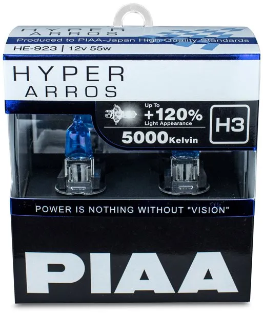 Autožiarovka PIAA Hyper Arros 5000K H3 + 120%. jasne biele svetlo s teplotou 5000K, 2ks