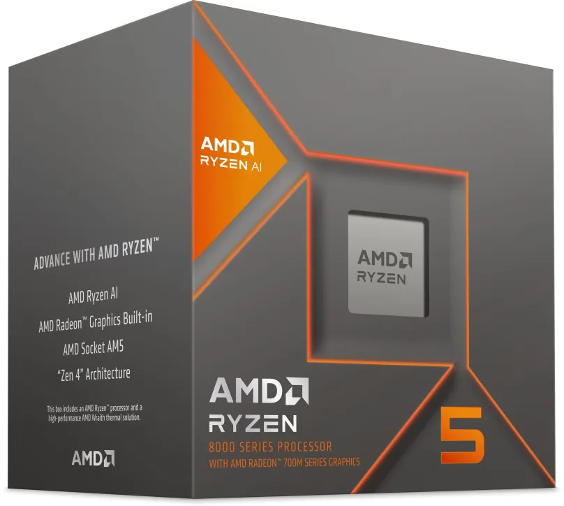 Procesor AMD Ryzen 5 8600G, 6 jadrový, 12 vlákien, 4,3 GHz (TDP 65W), Boost 5 GHz, 22MB L3