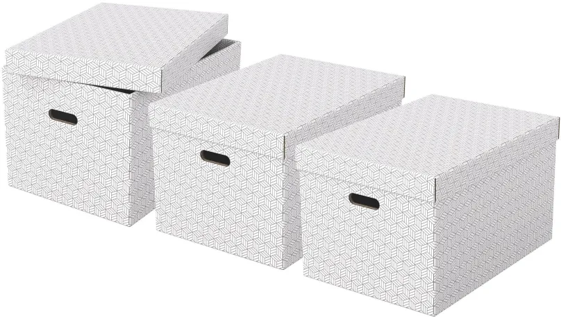 Archivačná krabica ESSELTE Home, veľkosť L, 35.5 x 30.5 x 51 cm, biela - set 3 ks
