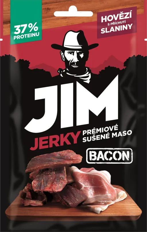 Sušené mäso Jim Jerky hovädzie s príchuťou slaniny 23 g