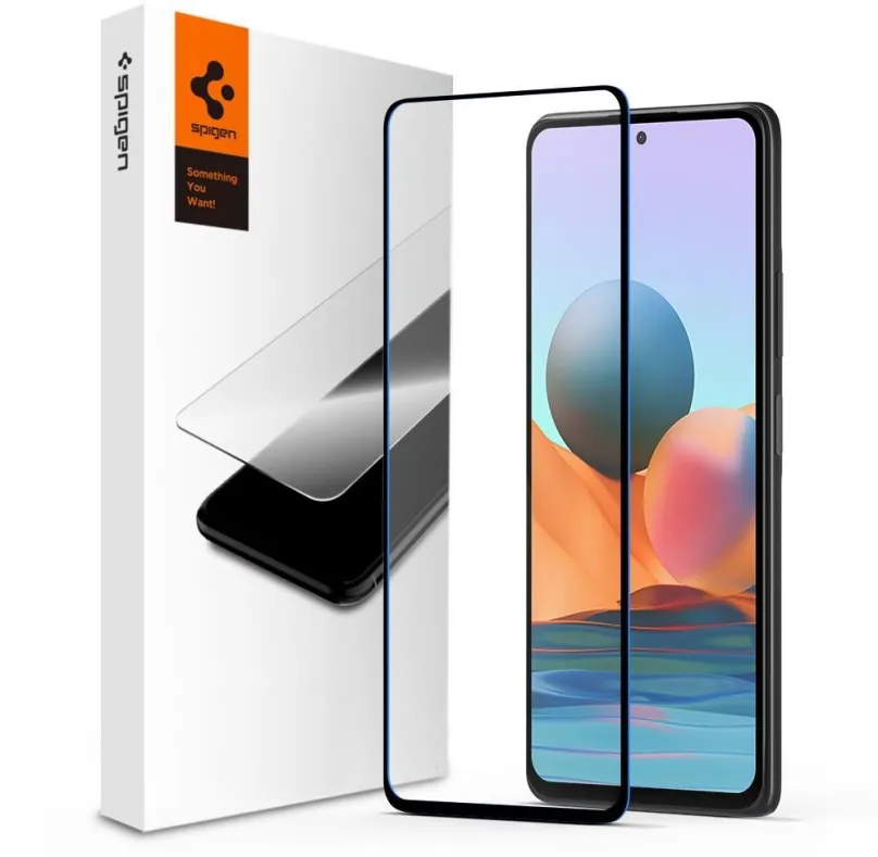 Ochranné sklo Spigen Glass FC Black Xiaomi Redmi Note 10 Pro