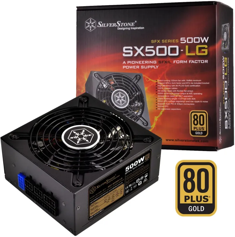 Počítačový zdroj SilverStone SFX Gold SX500-LG v 2.0 500W, 500W, SFX, 80 PLUS Gold, efektí