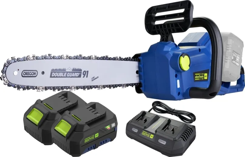 Motorová píla AlzaTools PRO CBCHS40V Brushless BatteryONE 20V + dual nabíjačka + 2x 4Ah batéria