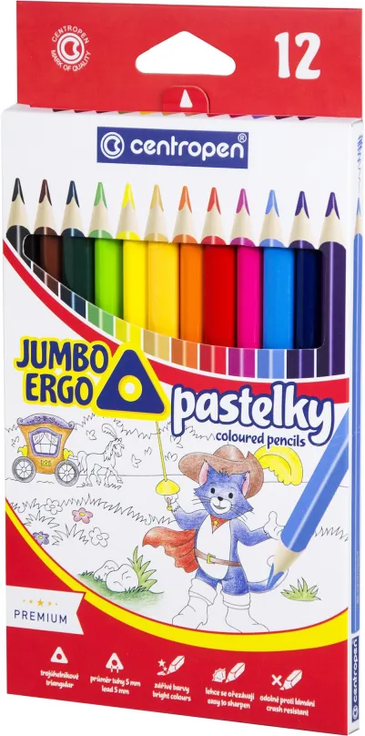 Pastelky CENTROPEN pastelky 9522 Jumbo trojhranné 12 ks