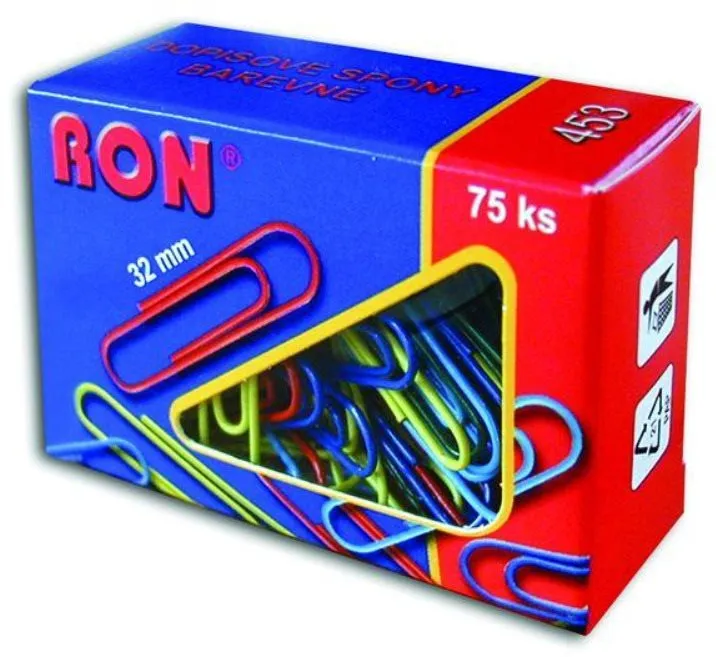 Kancelárske sponky RON 453 B 32 mm farebné - balenie 75 ks