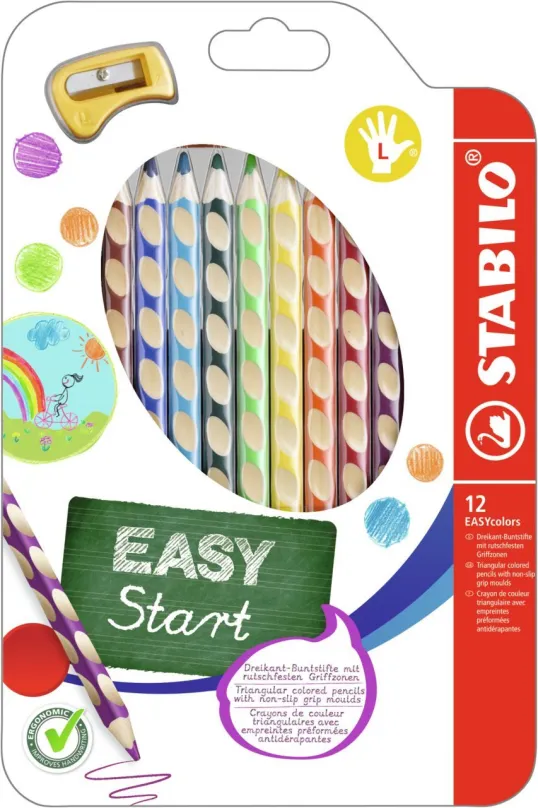 Pastelky STABILO EASYcolors L púzdro s strúhadlom 12 farieb