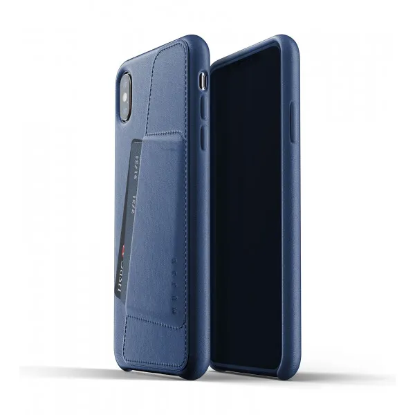 MUJJO Full Leather Wallet Case pre iPhone XS Max - modrý