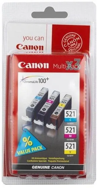 Cartridge Canon CLI-521 multipack, červená, modrá, žltá, pre Canon Pixma iP 3600, iP4600,