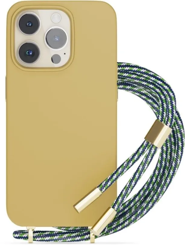 Kryt na mobil Epico silikónový kryt so šnúrkou pre iPhone 14 Pro - pieskový