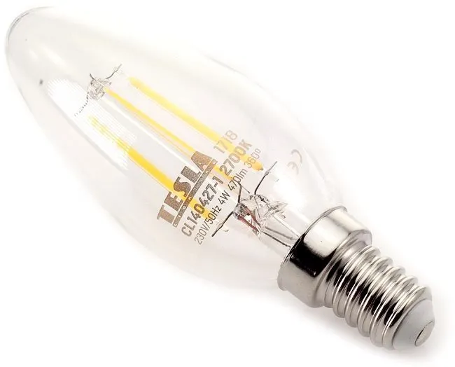LED žiarovka TESLA CRYSTAL LED RETRO sviečka E14 4W 2700K