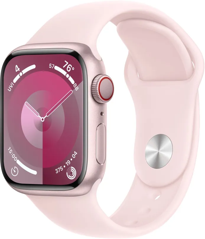 Chytré hodinky Apple Watch Series 9 41mm Cellular Ružový hliník so svetlo ružovým športovým remienkom - M/L