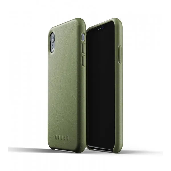 MUJJO Full Leather Case pre iPhone XR - olivový