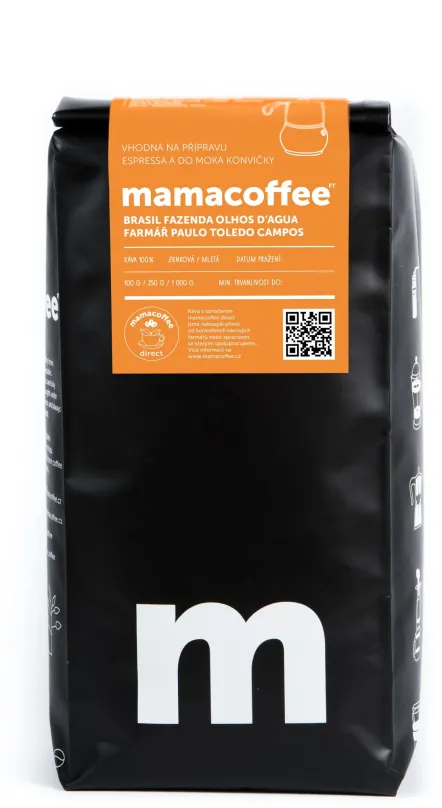 Káva mamacoffee BRASIL fazenda Olhos D´Aqua, 1000g, výberová, 100% arabica, pôvod Brazí