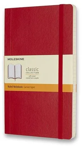 Zápisník MOLESKINE L, mäkké dosky, linajkový, červený