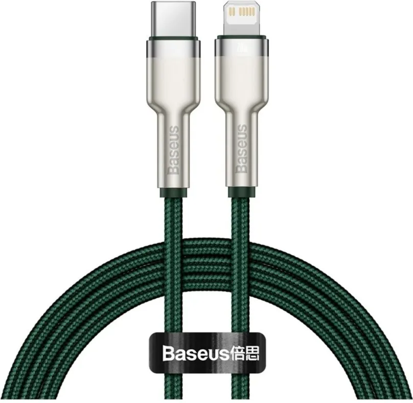 Dátový kábel Baseus Cafule Series nabíjací / dátový kábel USB-C na Lightning PD 20W 1m, zelená