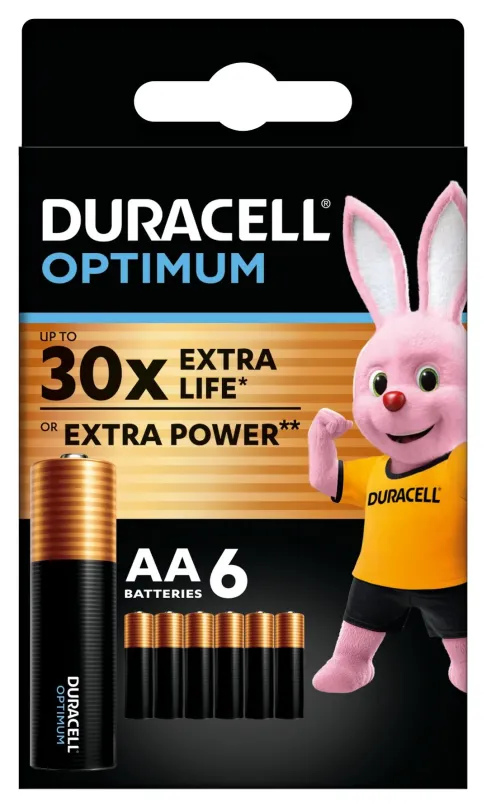 Jednorazová batéria DURACELL Optimum alkalická batéria ceruzková AA 6 ks