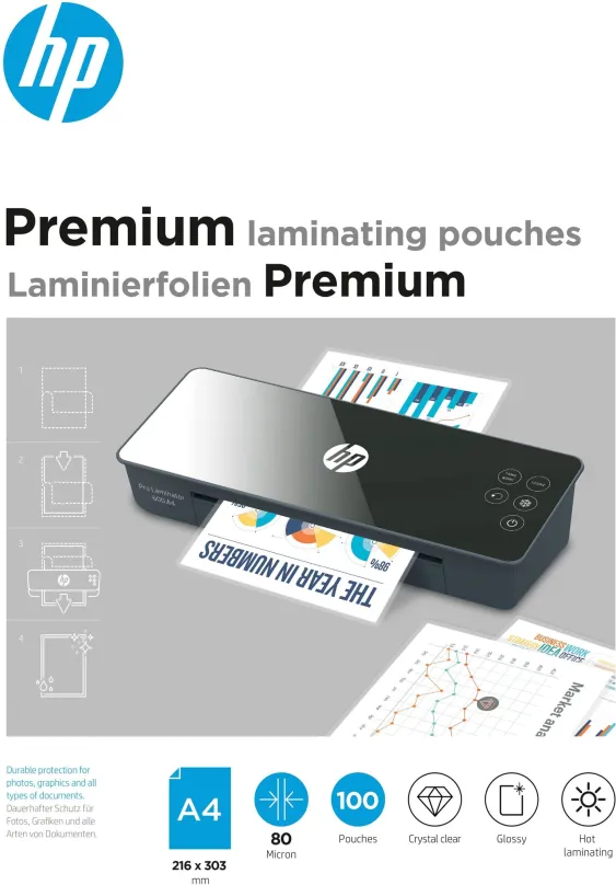 Laminovacia fólia HP Premium A4 80 Micron, 100 ks