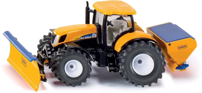 Kovový model Siku Super - Traktor s prednou radlicou a sypačom soli