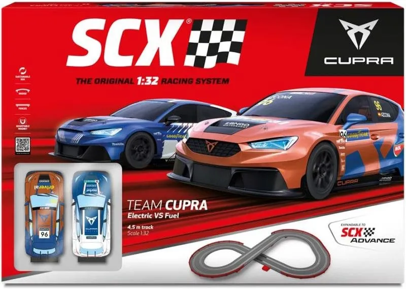 Autodráha SCX Original Team Cupra Electric verzus Fuel