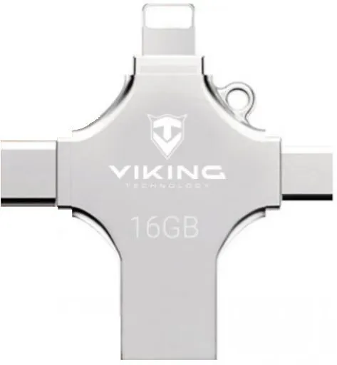 Flash disk Viking USB Flash Disk 16GB 4v1 strieborný