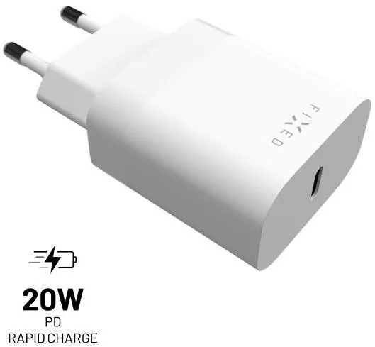 Nabíjačka do siete FIXED s USB-C výstupom a podporou PD 20W biely