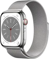 Chytré hodinky Apple Watch Series 8 45mm Cellular Strieborný nerez so strieborným milánskym ťahom