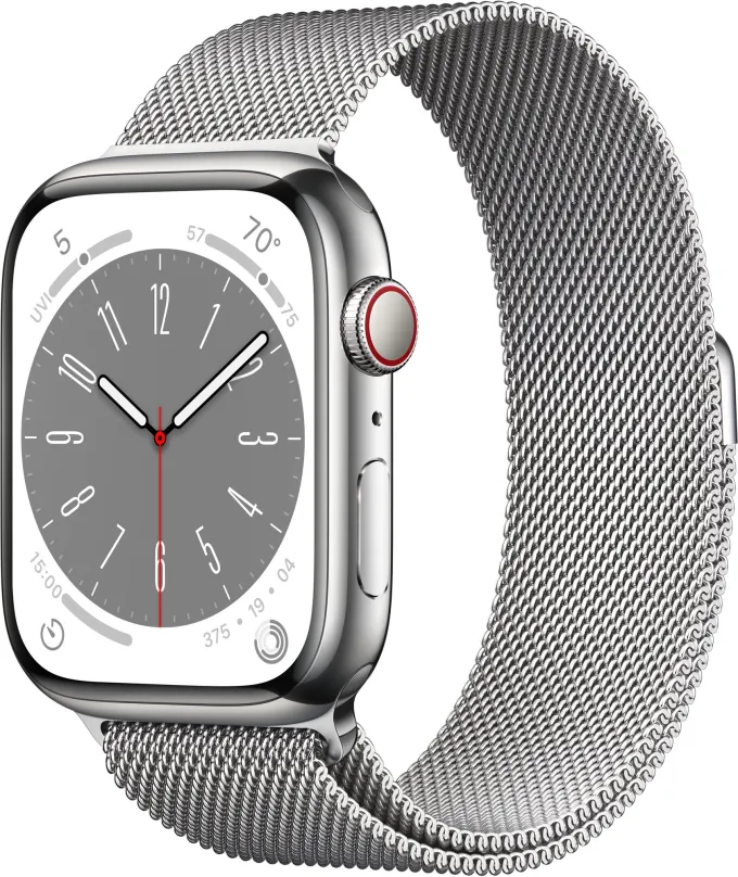 Chytré hodinky Apple Watch Series 8 45mm Cellular nerez s milánskym ťahom