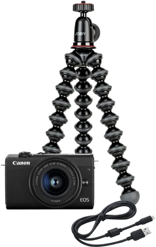 Digitálny fotoaparát Canon EOS M200 + EF-M 15-45 mm f/3.5-6.3 IS STM Webcam Kit čierny