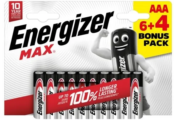 Jednorazová batéria Energizer MAX AAA 6+4 zadarmo