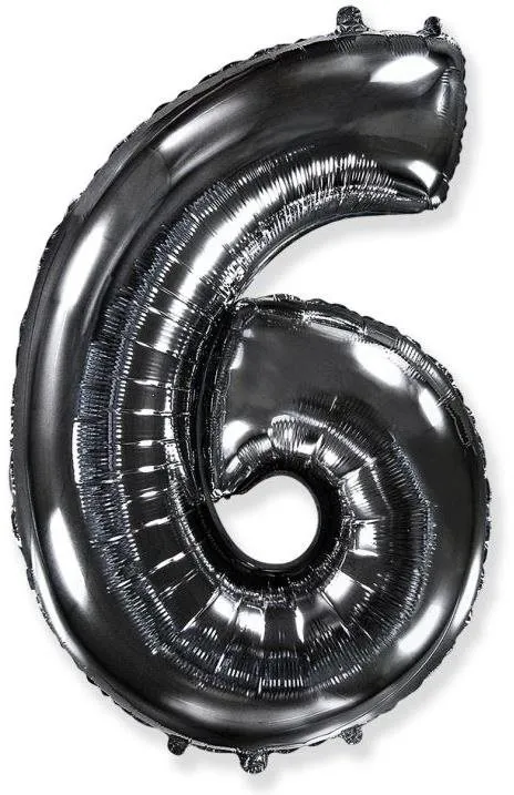 Balóniky Balón fóliový číslica čierna - black 102 cm - 6