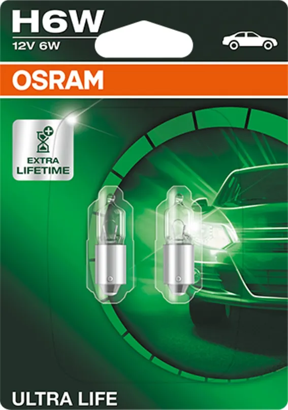Autožiarovka Osram Ultralife H6W, 12V, 6W, BAX9s, 2 kusy v balení