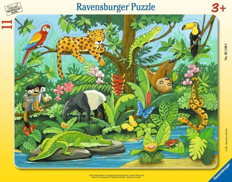 RAVENSBURGER Vkladačka Zvieratká z dažďového pralesa 11 dielikov